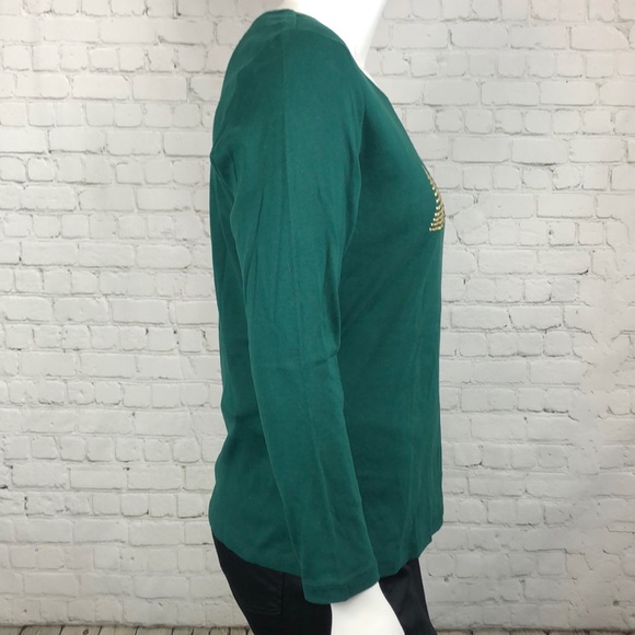 0X 2X Green Rhinestone Christmas Tree Holiday Xmas Top Plus Size - Picture 4 of 6